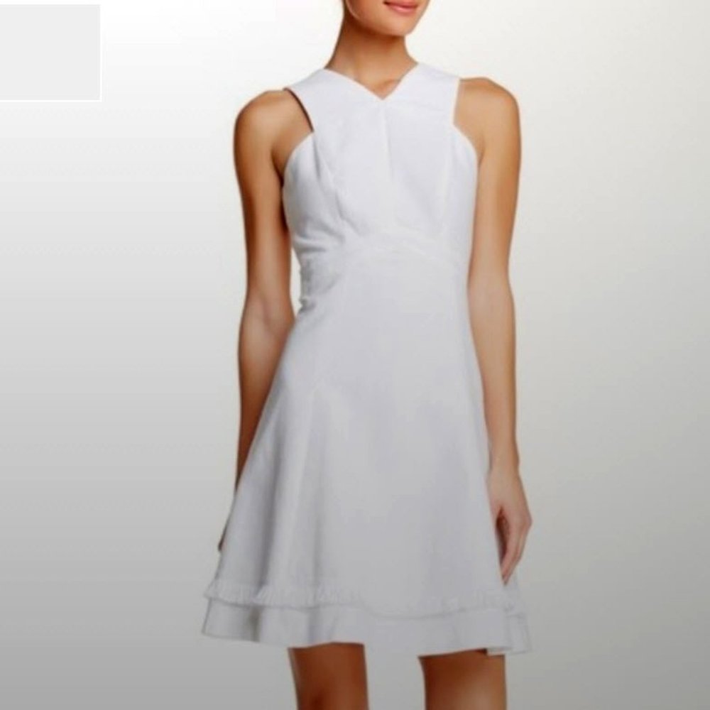 Shoshanna White Junelle Fringe Detail Dress